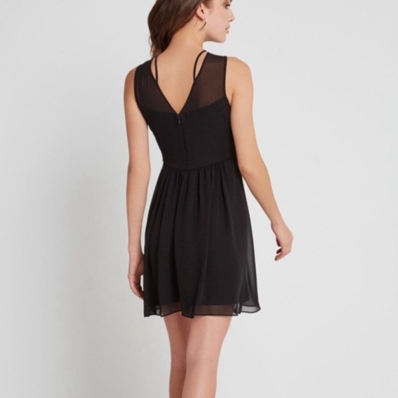 BCBGeneration Jacquard Trim Black Chiffon Dress Size 4 - Picture 2 of 8